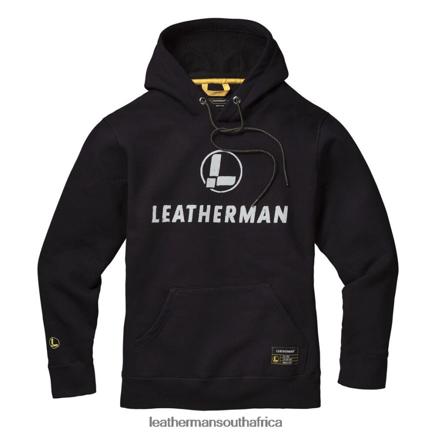 60BT4R77 Black Apparel Leatherman Hand-drawn Logo Hoodie
